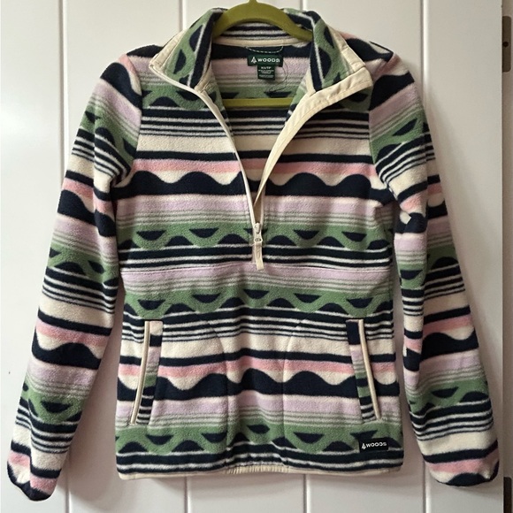 WOODS Other - WOODS Half-Zip Fleece Pullover in Pastel Geo Stripe